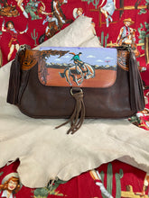 Load image into Gallery viewer, Brown Leather Bag with Handpainted Snap Flap