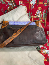 Load image into Gallery viewer, Brown Leather Bag with Handpainted Snap Flap