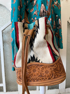 Blanket Drawstring Bag with Tooled Base