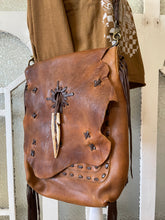 Load image into Gallery viewer, Concealed Carry Large Leather Crossbody with Live Edge and Bone