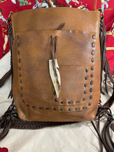 Load image into Gallery viewer, Concealed Carry Large Leather Crossbody with Live Edge and Bone