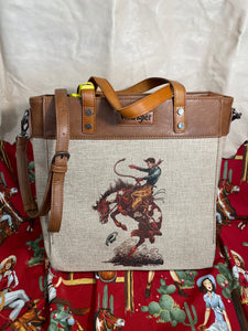 Canvas Art Tote Crossbody Bronc