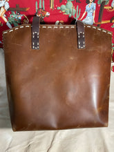 Load image into Gallery viewer, Cashel Leather Large Tote Brown Leather Buck Stitching